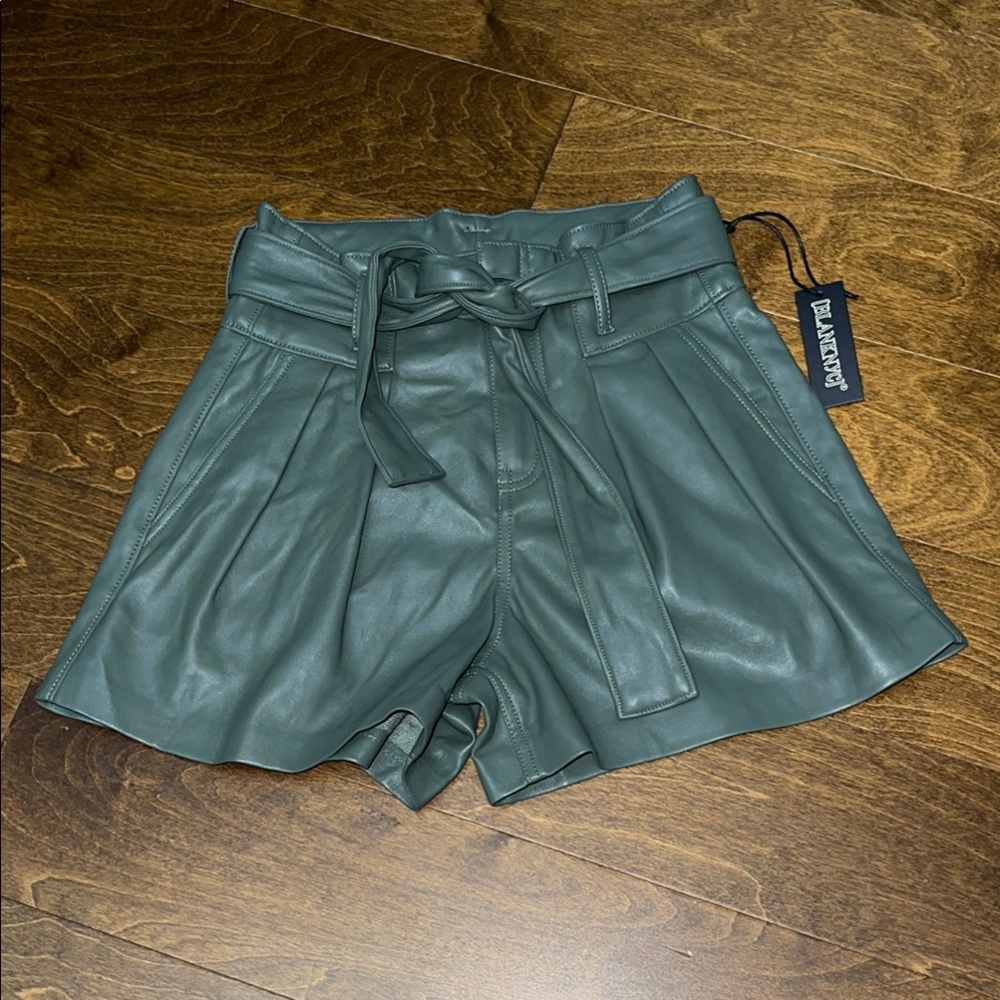 NWT, BLANKNYC  Green Faux Leather Shorts